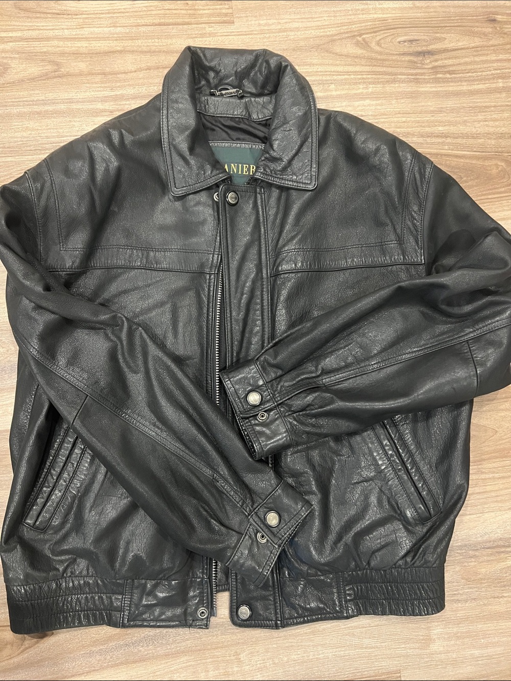 Danier Black Leather Bomber Jacket